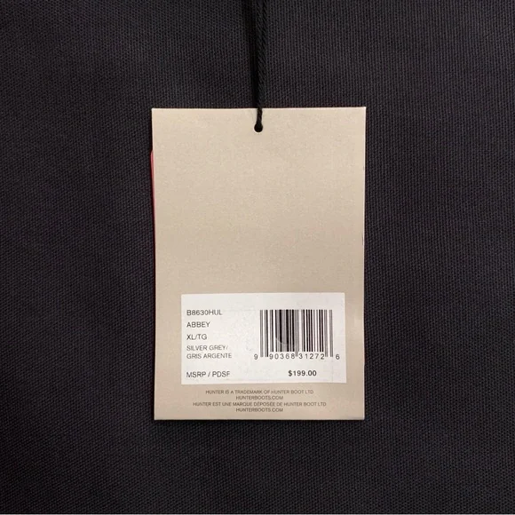 HUNTER Abbey Short Rubberized Rain Jacket w/ Hood XL Silver Grey NWT - Picture 17 of 17